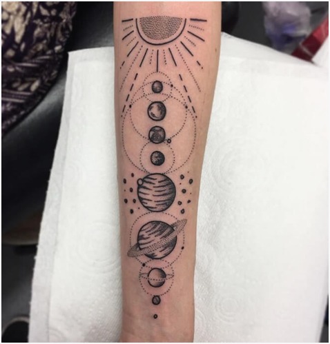 Planet Forearm Tattoo